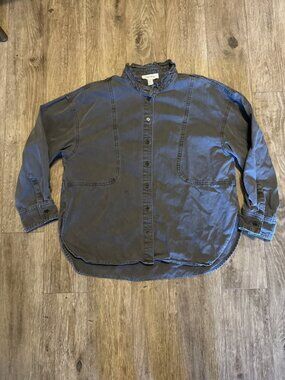 & Other Stories Button Up Blouse Womens M Medium Grey